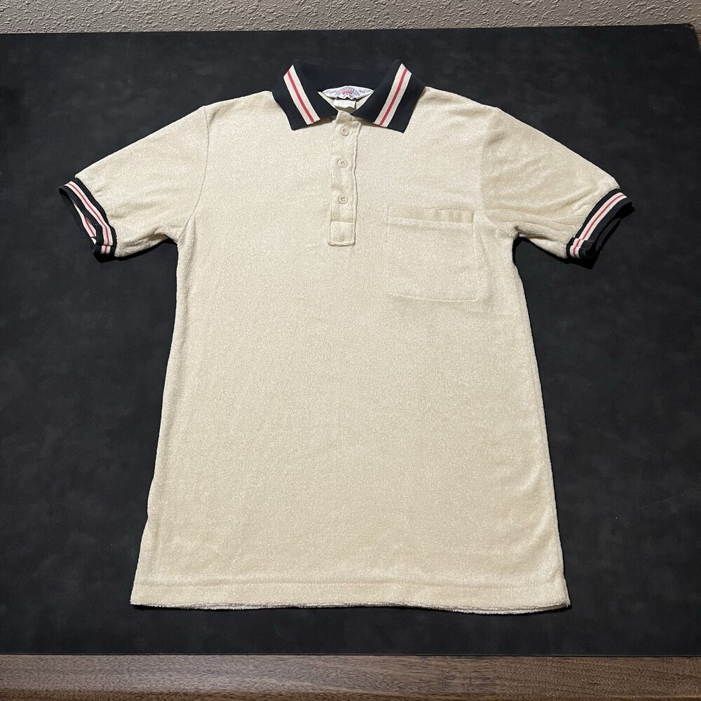 Vintage Levis Shirt Polo Terry Cloth Chest Pocket Pool 1970s Sunset Logo Henley